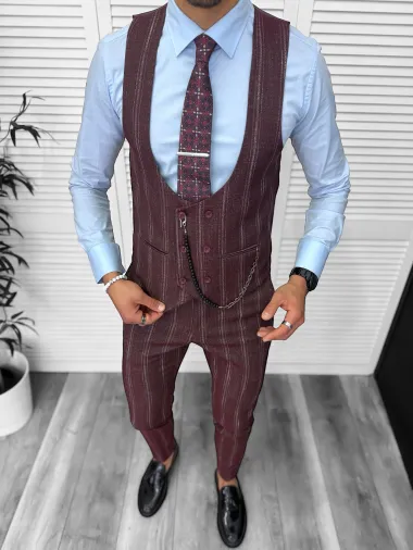 Compleu barbati Vesta + Pantaloni grena B5517 P18-3.1