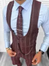 Compleu barbati Vesta + Pantaloni grena B5517 Lant si cravata cadou Y8-3*