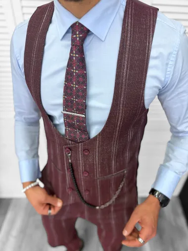 Compleu barbati Vesta + Pantaloni grena B5517 P18-3.1