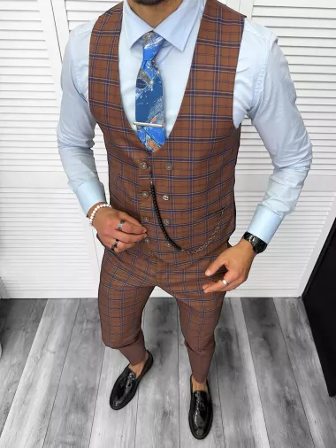 Compleu barbati Vesta + Pantaloni 13152 + Lant si cravata cadou