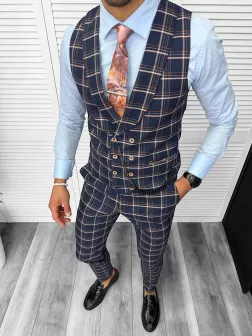 Compleu barbati Vesta + Pantaloni 13153 + Lant si cravata cadou