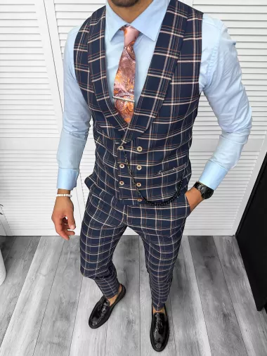 Compleu barbati Vesta + Pantaloni 13153 + Lant si cravata cadou
