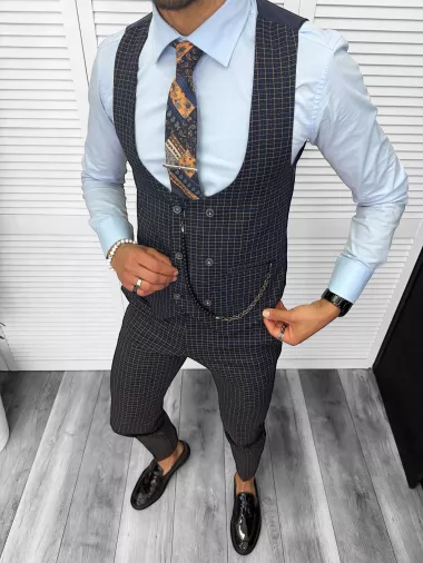 Compleu barbati Vesta + Pantaloni 13154 + Lant si cravata cadou