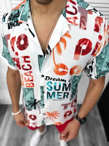 Camasa barbati de vara, maneca scurta, cu imprimeu 13089 D5-4.1