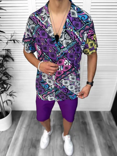 Camasa barbati de vara, maneca scurta, cu imprimeu 13095 D4-3.4