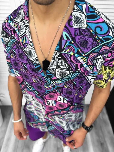 Camasa barbati de vara, maneca scurta, cu imprimeu 13095 D4-3.4