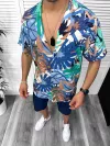 Compleu de vara camasa imprimeu + pantaloni 13060