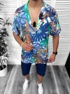 Compleu de vara camasa imprimeu + pantaloni 13060