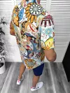 Compleu de vara camasa imprimeu + pantaloni 13061