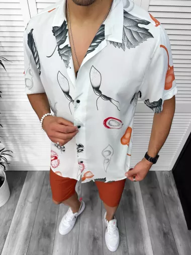 Compleu de vara camasa imprimeu + pantaloni 13062