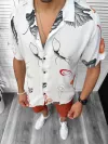 Compleu de vara camasa imprimeu + pantaloni 13062