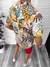 Compleu de vara camasa imprimeu + pantaloni 13066