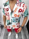 Compleu de vara camasa imprimeu + pantaloni 13067