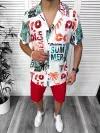 Compleu de vara camasa imprimeu + pantaloni 13067