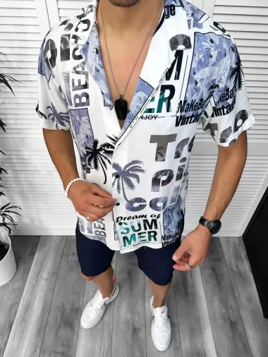 Compleu de vara camasa imprimeu + pantaloni 13068