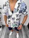 Compleu de vara camasa imprimeu + pantaloni 13068