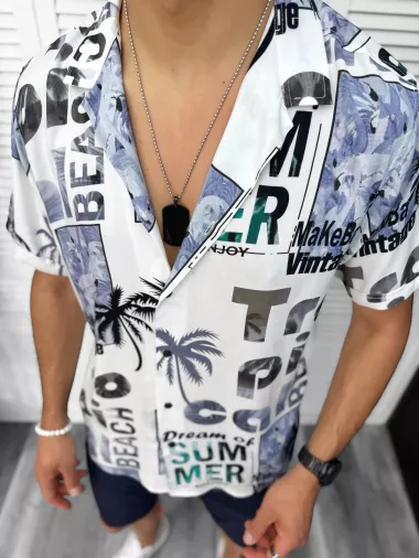 Compleu de vara camasa imprimeu + pantaloni 13068