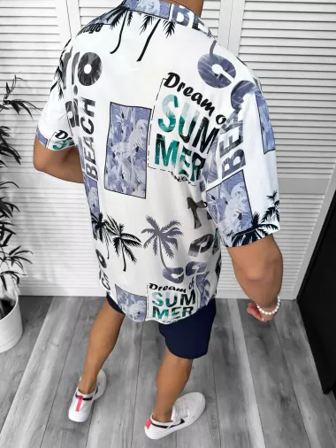 Compleu de vara camasa imprimeu + pantaloni 13068