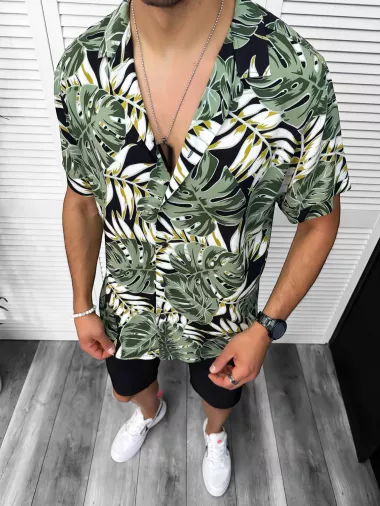 Compleu de vara camasa imprimeu + pantaloni 13071
