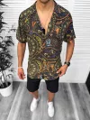 Compleu de vara camasa imprimeu + pantaloni 13072