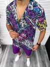 Compleu de vara camasa imprimeu + pantaloni 13073