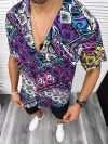 Compleu de vara camasa imprimeu + pantaloni 13074