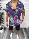 Compleu de vara camasa imprimeu + pantaloni 13074