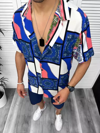 Compleu de vara camasa imprimeu + pantaloni 13075