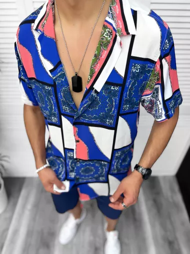 Compleu de vara camasa imprimeu + pantaloni 13075