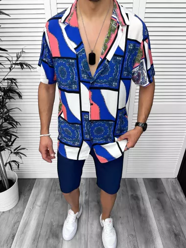 Compleu de vara camasa imprimeu + pantaloni 13075