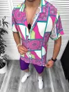 Compleu de vara camasa imprimeu + pantaloni 13052