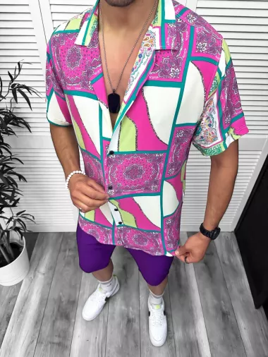 Compleu de vara camasa imprimeu + pantaloni 13052