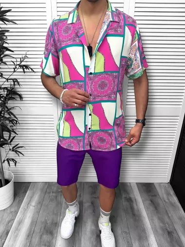 Compleu de vara camasa imprimeu + pantaloni 13052