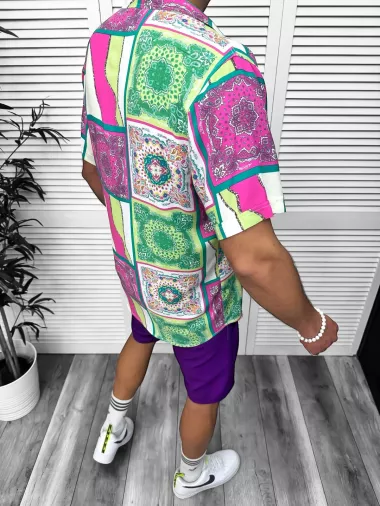 Compleu de vara camasa imprimeu + pantaloni 13052