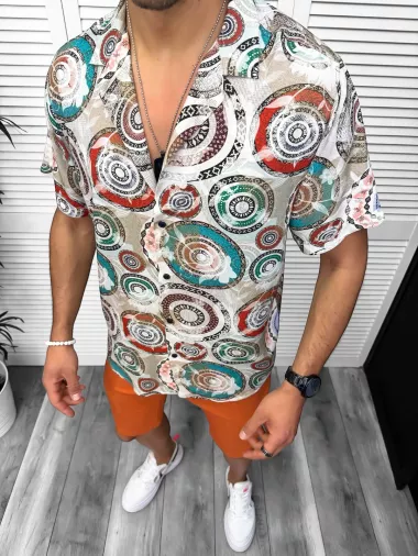 Compleu de vara camasa imprimeu + pantaloni 13053