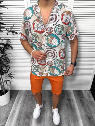 Compleu de vara camasa imprimeu + pantaloni 13053