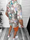 Compleu de vara camasa imprimeu + pantaloni 13053