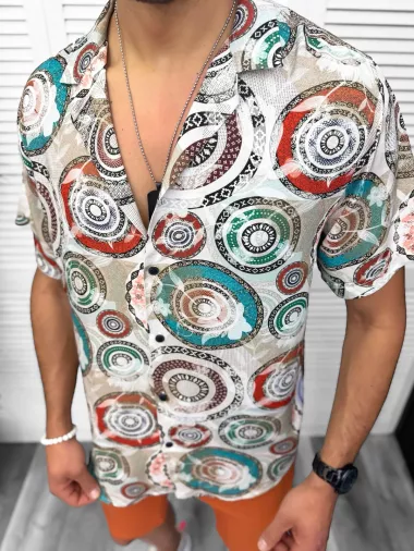 Compleu de vara camasa imprimeu + pantaloni 13053