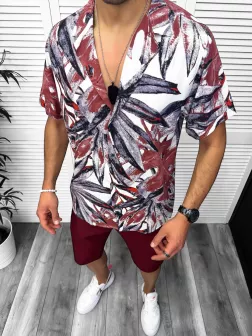 Compleu de vara camasa imprimeu + pantaloni 13054