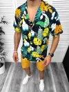 Compleu de vara camasa imprimeu + pantaloni 13055