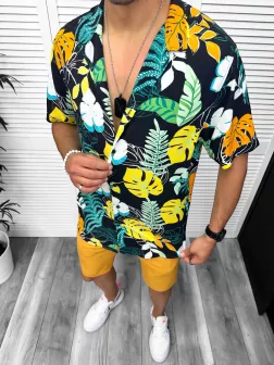 Compleu de vara camasa imprimeu + pantaloni 13055