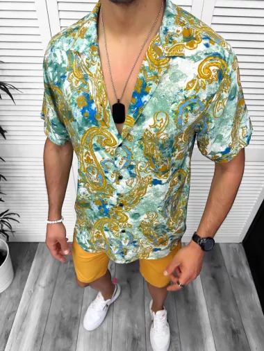 Compleu de vara camasa imprimeu + pantaloni 13056