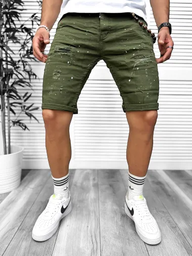 Blugi barbati scurti conici kaki 5716 H6-5