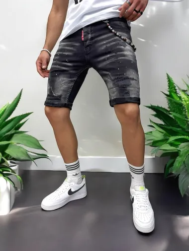 Blugi barbati scurti conici negri 5723 D4-1.4