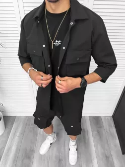 Trening barbati slim fit negru 6050A