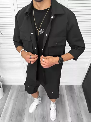 Trening barbati slim fit negru 6050A