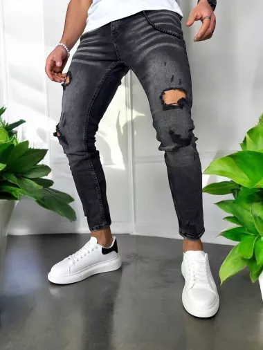 Blugi barbati conici + Adidasi casual VIP albi 61222