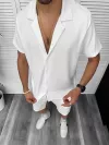 Compleu de vara, alb, camasa + pantaloni 8203A