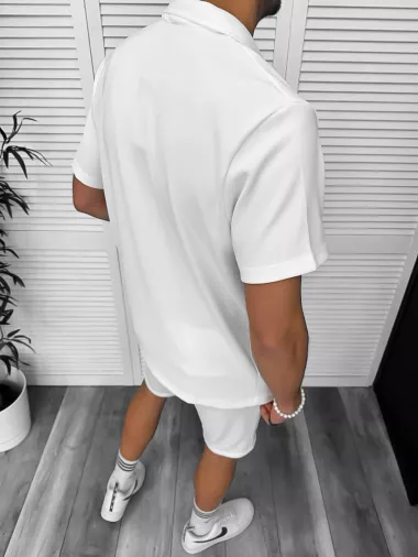 Compleu de vara, alb, camasa + pantaloni 8203A D11