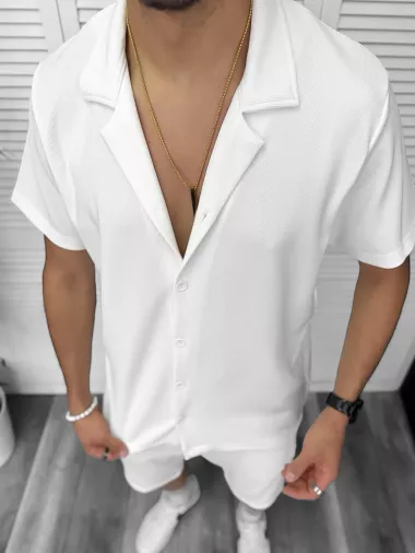 Compleu de vara, alb, camasa + pantaloni 8203A D11